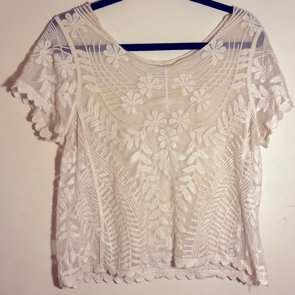 Express off white lace top